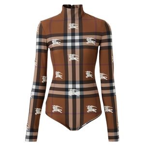 Burberry Plaid logo print Bodysuit XS